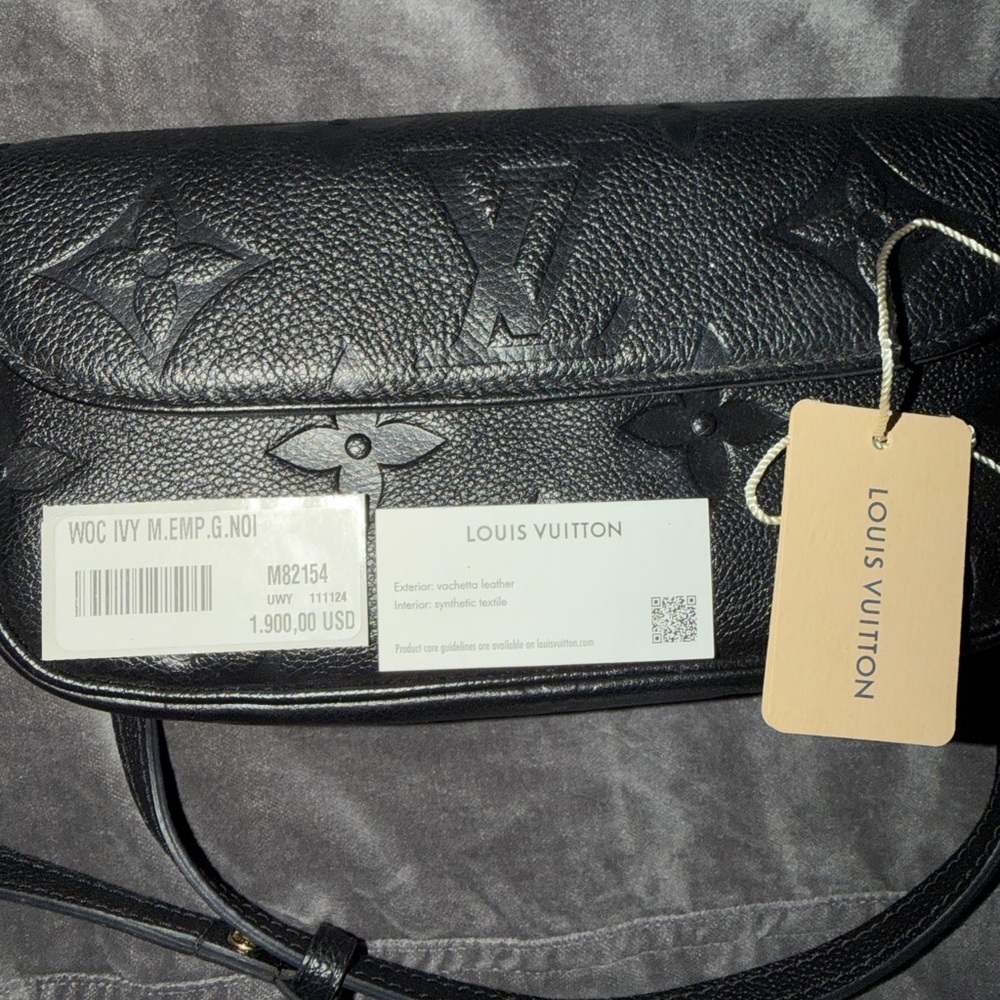 Louis Vuitton Black Embossed Monogram Shoulder Bag with Gold Hardware - Picture 6 of 7